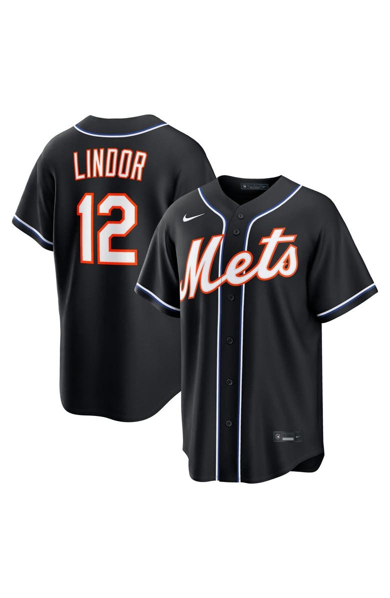Nike Men's Nike Francisco Lindor New York Mets Fashion Replica Black Out Jersey, Main, color, Black