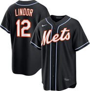 Nike Men's Nike Francisco Lindor New York Mets Fashion Replica Black Out Jersey