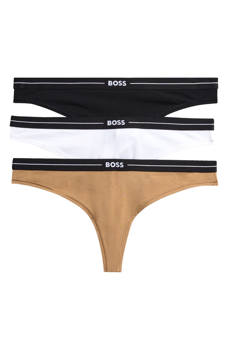 BOSS 3-Pack Assorted Thongs, Main, color, Black/White/Tan