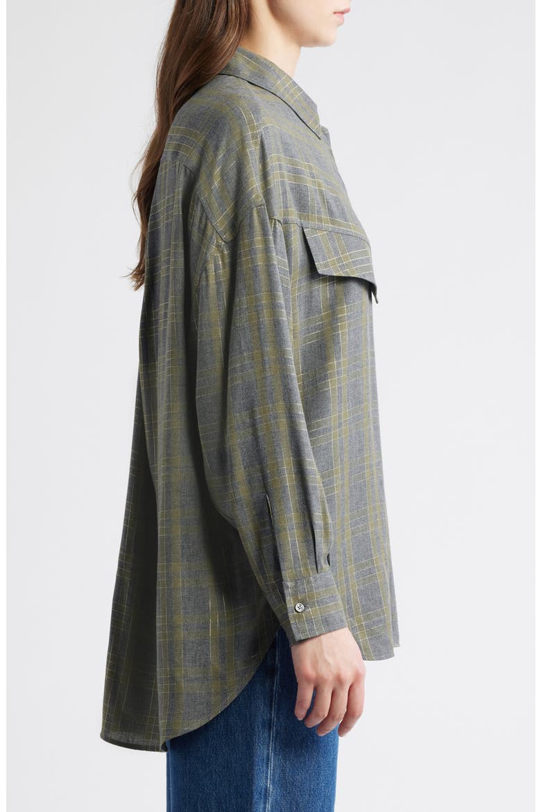 Bostaffa Metallic Plaid Woven Shirt, Alternate, color, GREEN MULTI