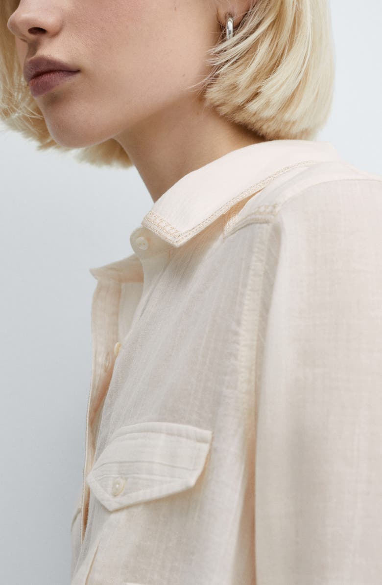 MANGO Embroidered Button-Up Shirt, Alternate, color, 