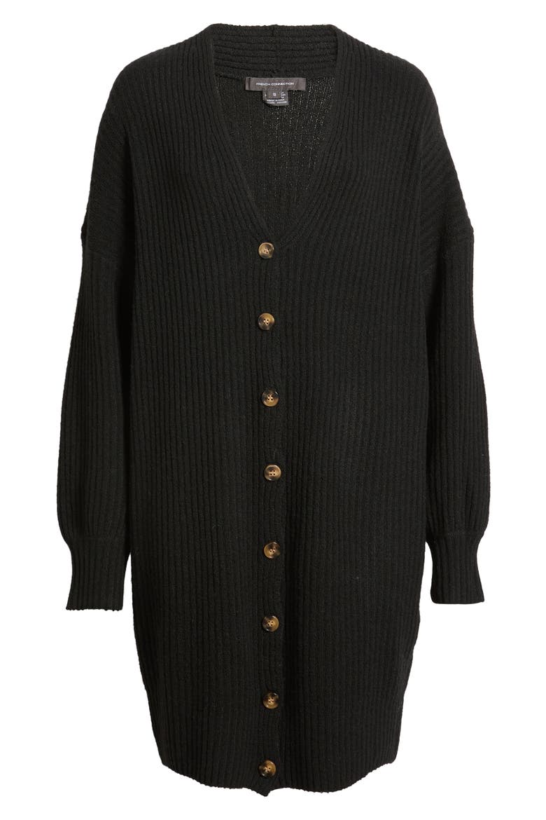 Babysoft Rib Button Front Long Sleeve Sweater Dress, Alternate, color, 01-BLACK