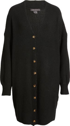 Babysoft Rib Button Front Long Sleeve Sweater Dress