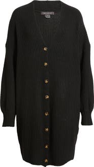 French Connection Babysoft Rib Button Front Long Sleeve Sweater Dress