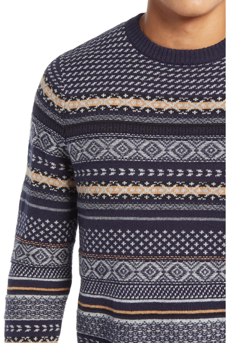 Fair Isle Crewneck Sweater, Alternate, color, NAVY JACQUARD