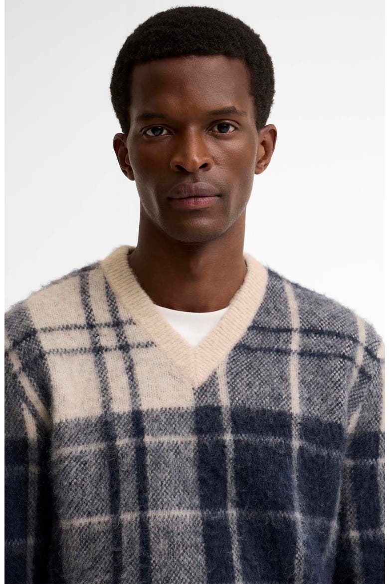 Hunham Tartan V-Neck Sweater, Alternate, color, STONE