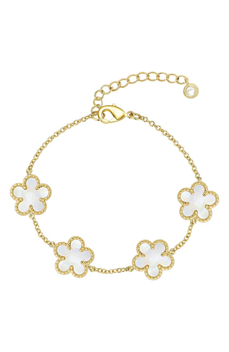 Lily Nily Mother of Pearl Flower Bracelet, Main, color, Gold