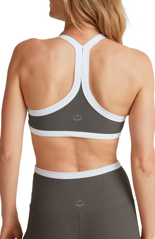 Shop Beyond Yoga Spacedye Outlines Sports Bra In True Gray Heather