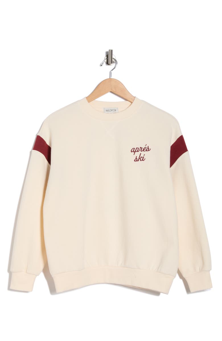 Wildfox Après Varsity Charlie Sweatshirt, Main, color, Eggnog