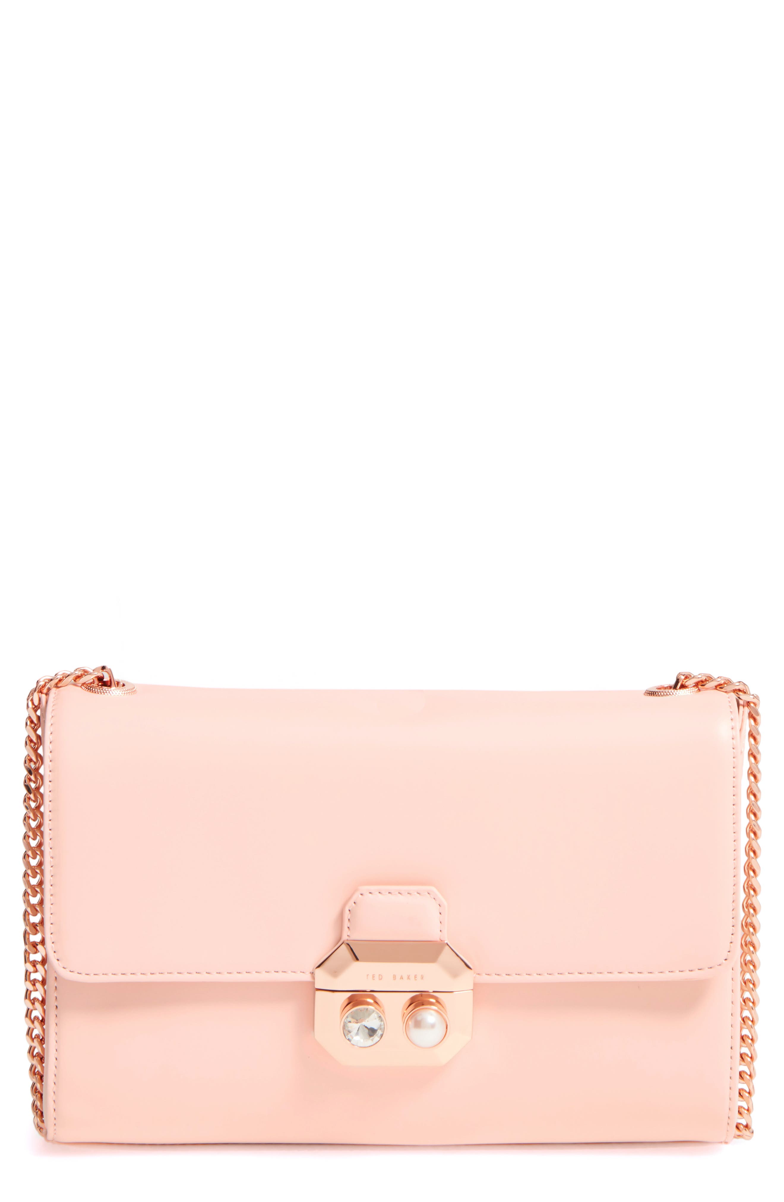 Leather Crossbody Bag, Main, color, NATURAL