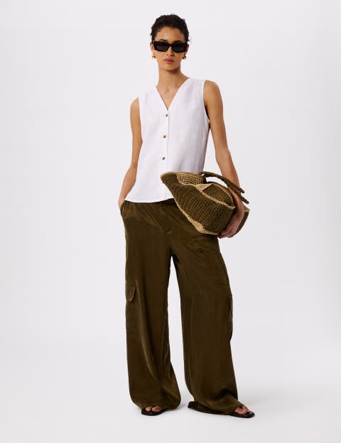 Laura Linen Button Up Tank Top