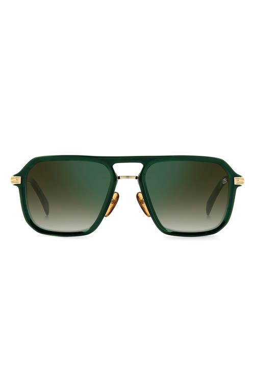 David Beckham Eyewear 56mm Navigator Sunglasses In Green Marble Gold