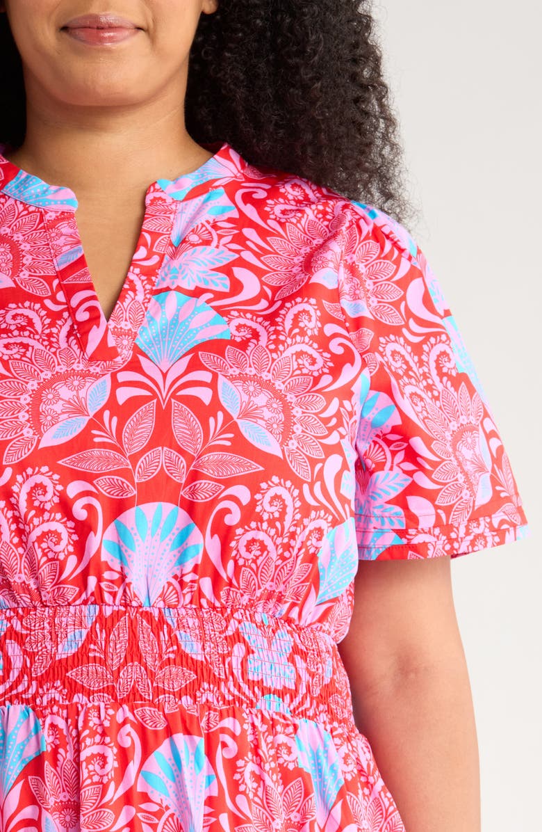 SUGARLIPS Radiant Floral Cotton Poplin Maxi Dress, Alternate, color, Blue/ Pink/ Red