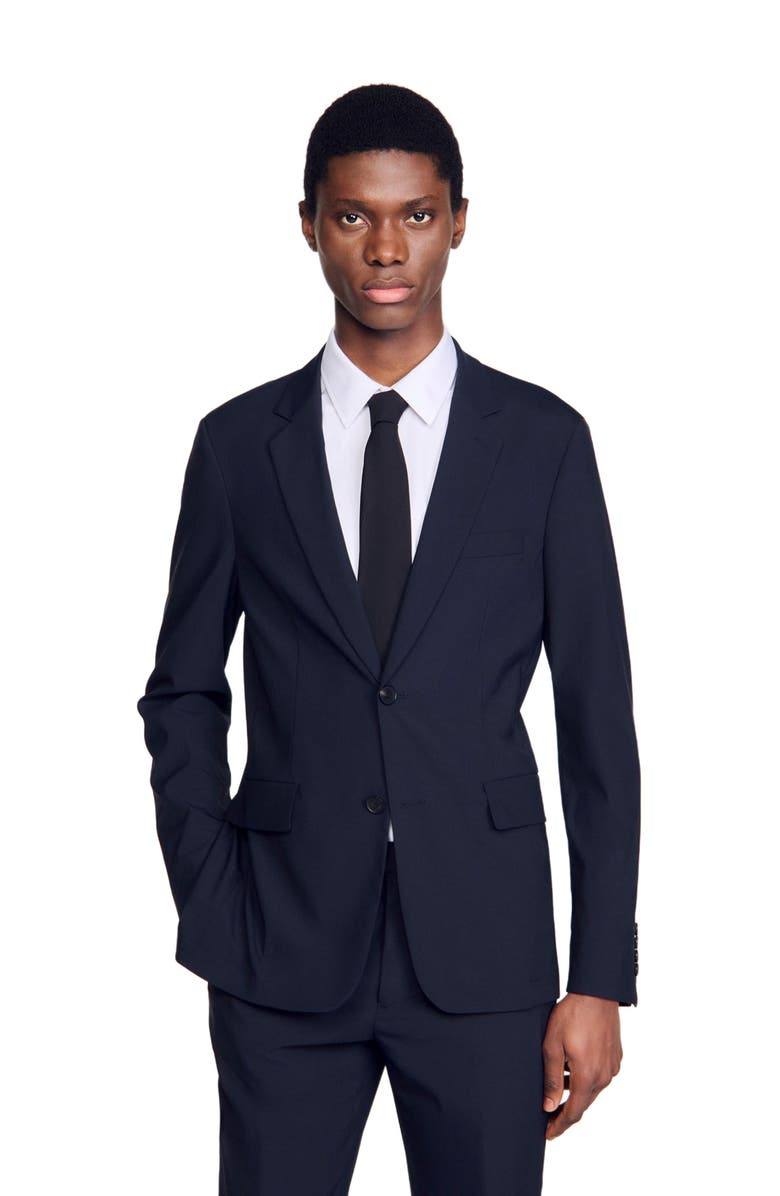 SANDRO Wool suit jacket, Alternate, color, Navy Blue