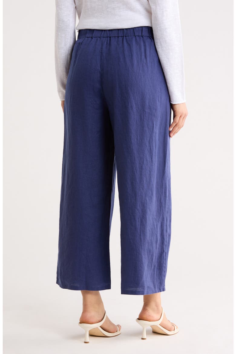Organic Linen Crop Wide Leg Pants, Alternate, color, BLUETTE