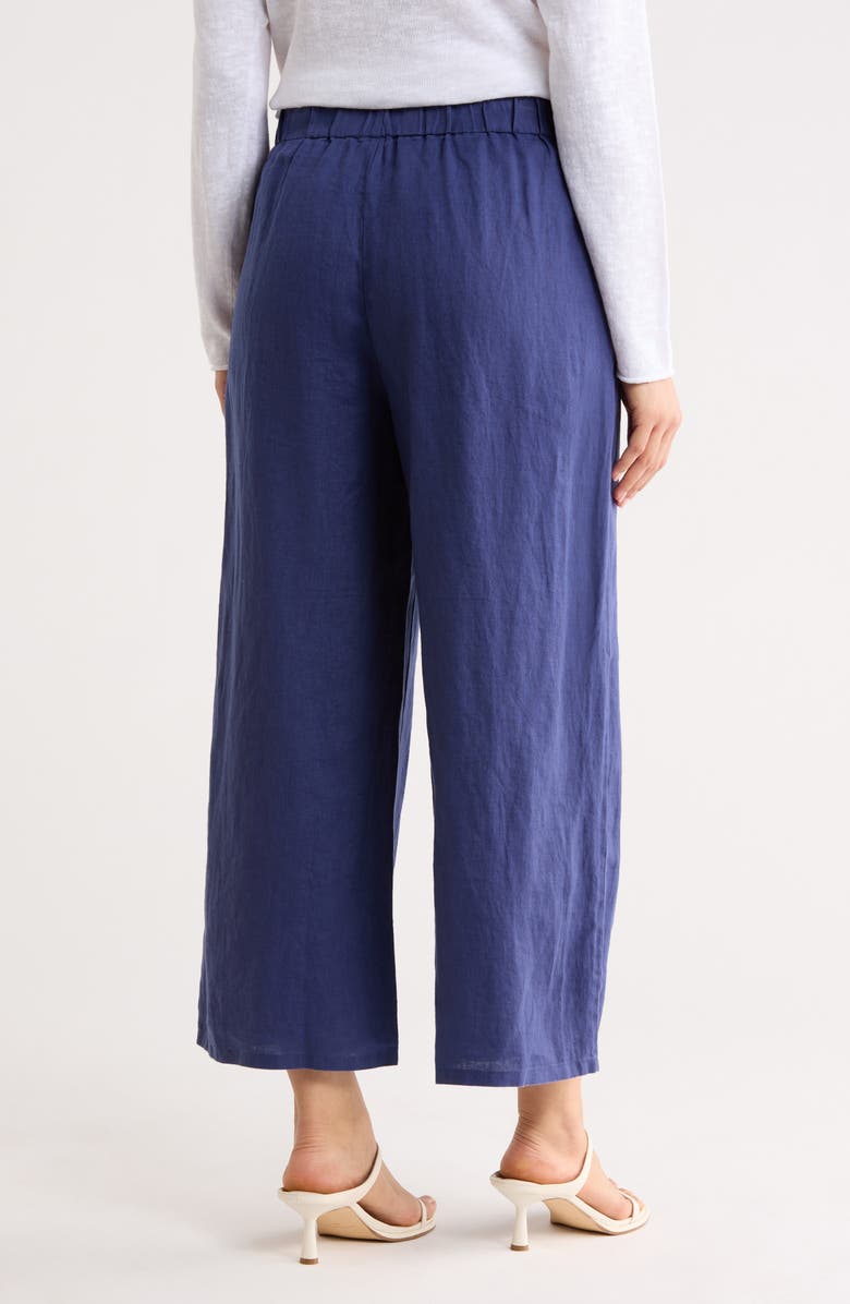 Eileen Fisher Organic Linen Crop Wide Leg Pants, Alternate, color, Bluette