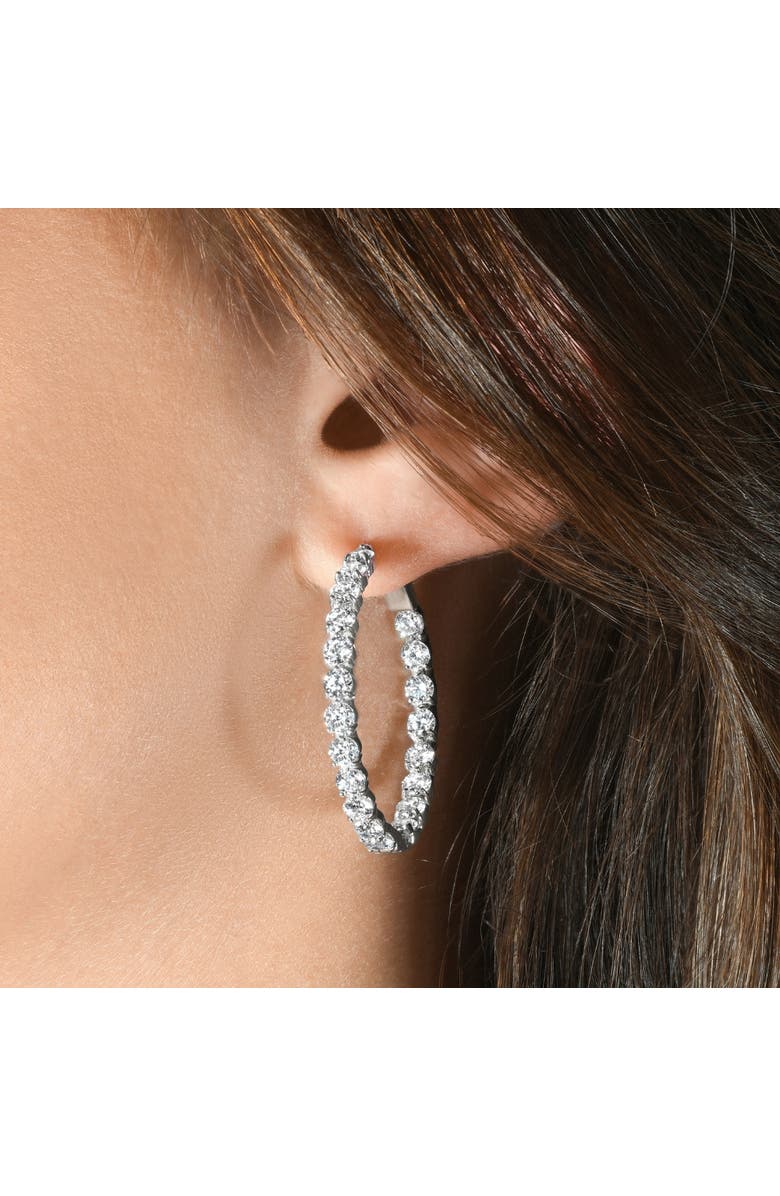 Bliss Diamond 4 1/2Ct Diamond Inside Outside Hooops Gold Women's Earrings Lab Grown 1.25" Tall, Alternate, color, 14K White Gold
