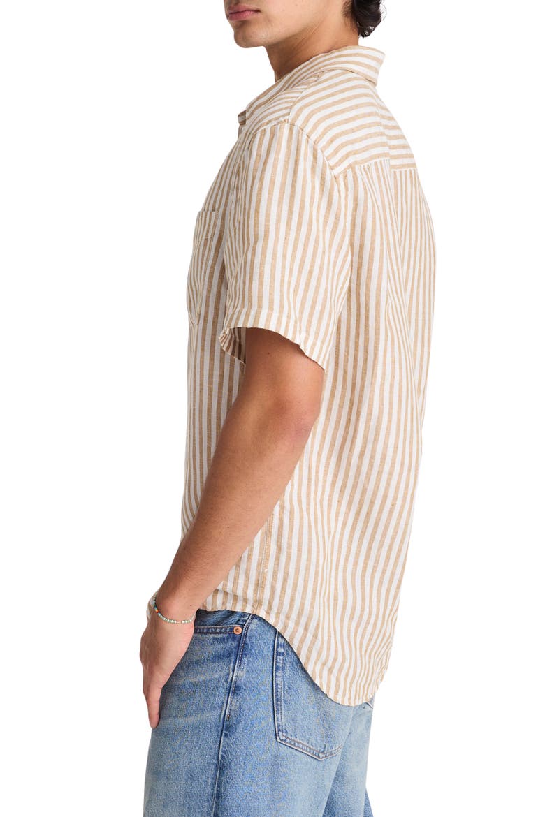 Short Sleeve Linen Shirt, Alternate, color, GOLDEN KHAKI