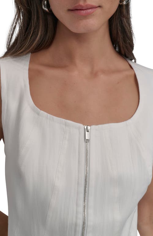 Shop Dkny Zip Front Seamed Corset Top In Ivory