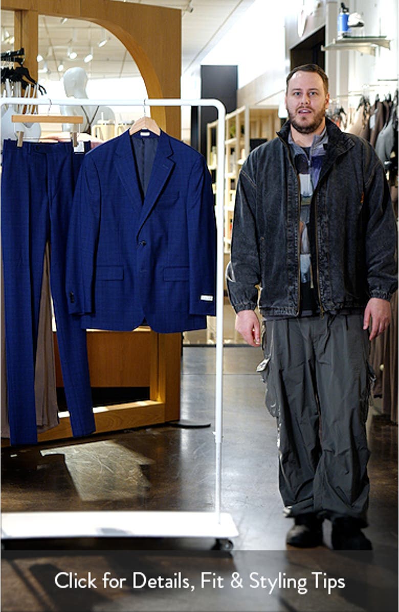 Flynn Classic Fit Blue Glen Plaid Wool Suit, sales video thumbnail