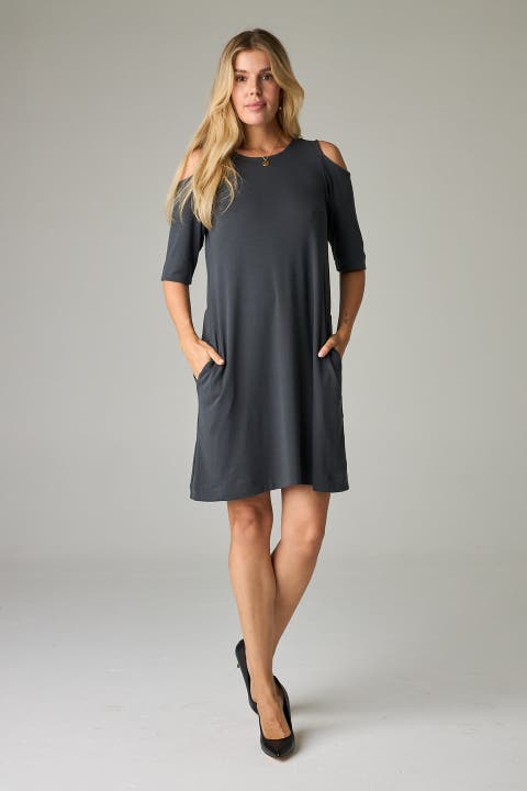 Caspian Eco-Luxe Rib Cold-Shoulder Tunic/Dress - Ultra-Luxe Flow