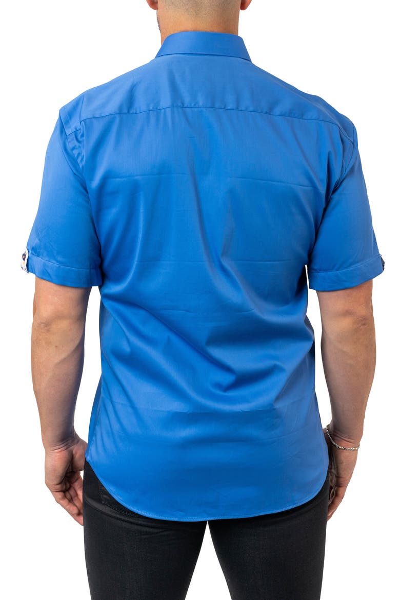 Galileo Chefchaouen Blue Contemporary Fit Short Sleeve Button-Up Shirt, Alternate, color, BLUE