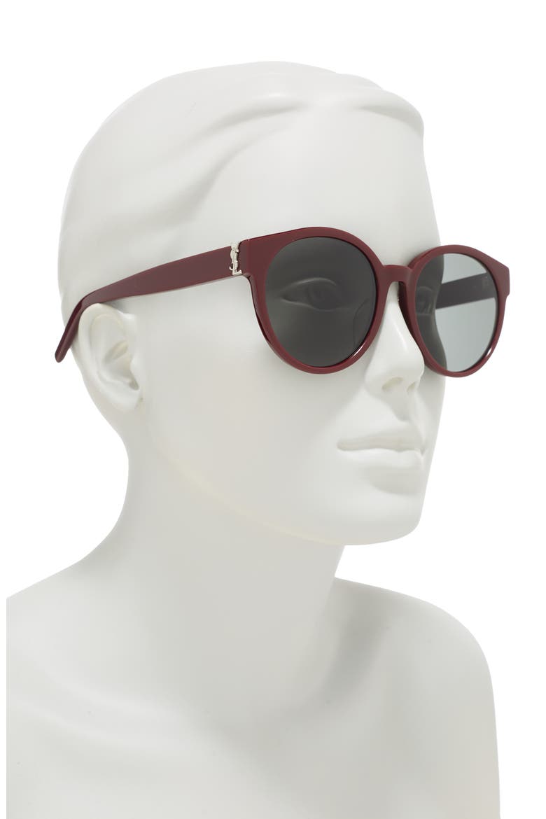 55mm Round Sunglasses, Alternate, color, BURGUNDY GREY/GRY