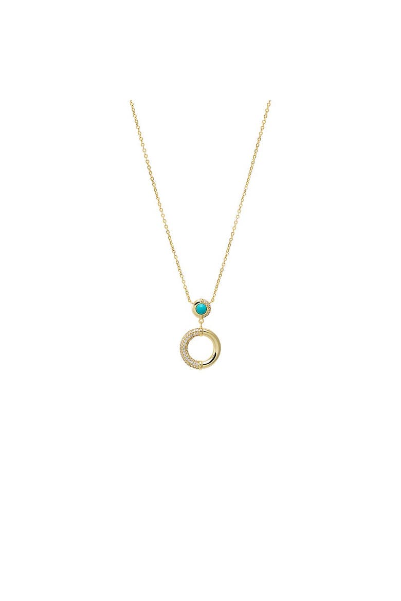 Turquoise CZ Open Circle Pendant Necklace, Main, color, Turquoise