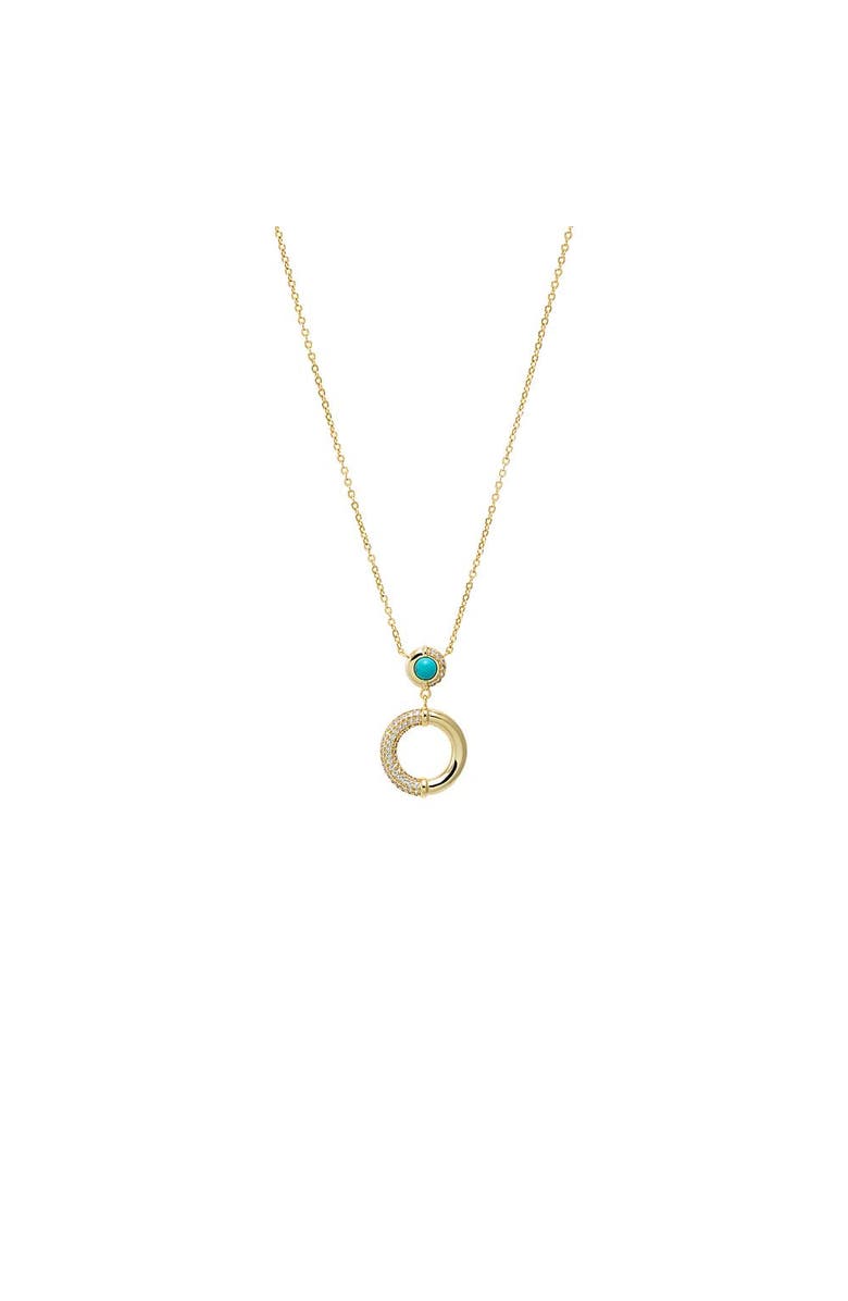 BY ADINA EDEN Turquoise CZ Open Circle Pendant Necklace, Main, color, Turquoise