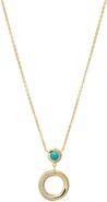 BY ADINA EDEN Turquoise CZ Open Circle Pendant Necklace