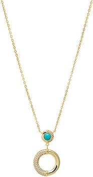 BY ADINA EDEN Turquoise CZ Open Circle Pendant Necklace