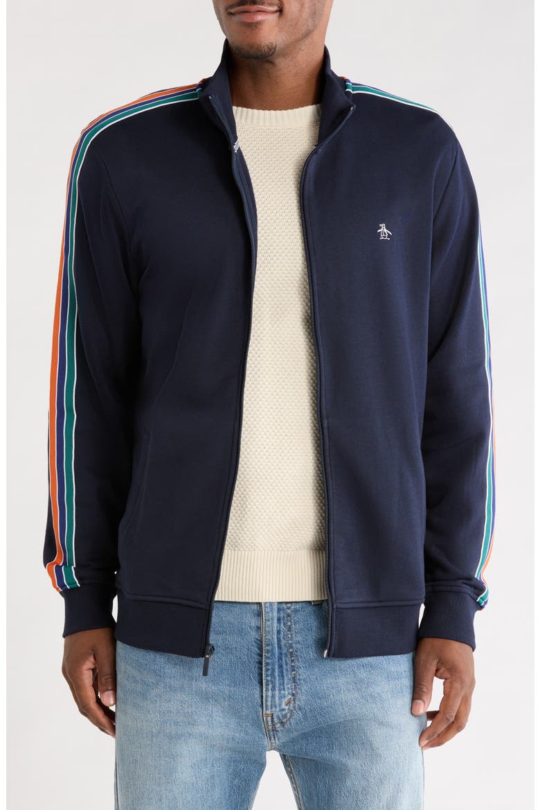 Stripe Fleece Track Jacket, Main, color, 413 DARK SAPPHIRE