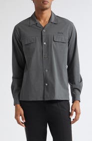 Undercover Logo Embroidered Long Sleeve Camp Shirt