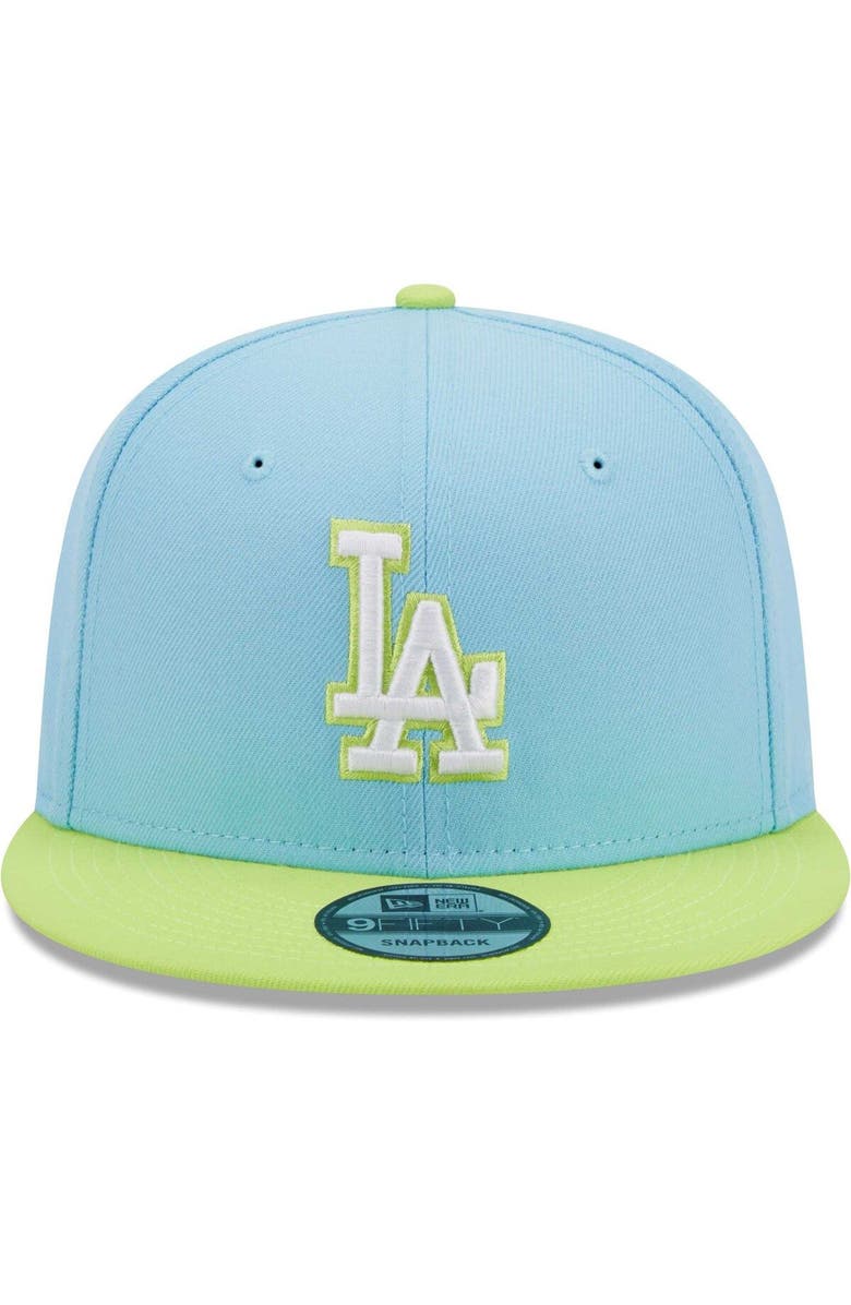 New Era Men's New Era Light Blue/Neon Green Los Angeles Dodgers Spring Basic Two-Tone 9FIFTY Snapback Hat, Alternate, color, 