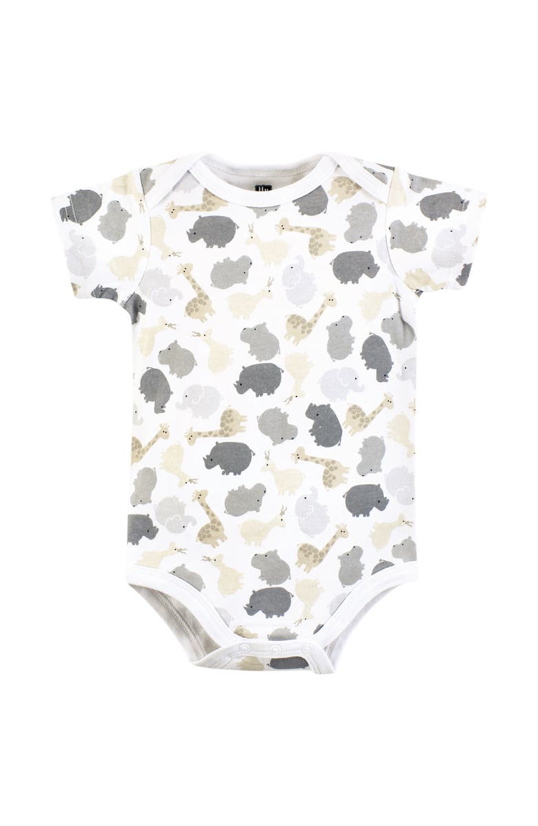 Hudson Baby Cotton Bodysuits 3-Pack, Alternate, color, Safari Friends