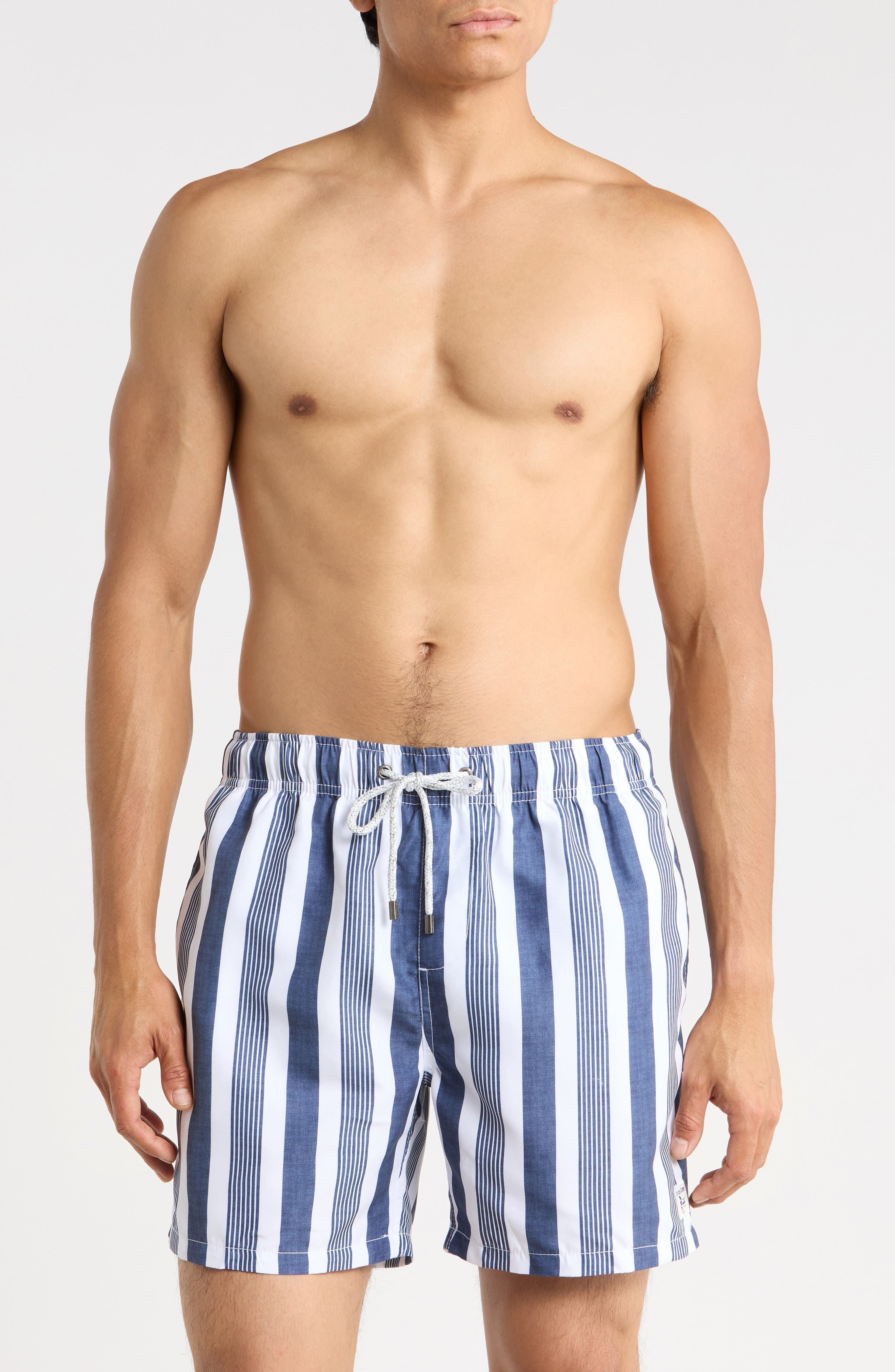 Printed Cabana Stripe Volley Swim Shorts