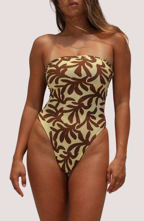 Paola Macramé Strapless One-Piece Swimsuit