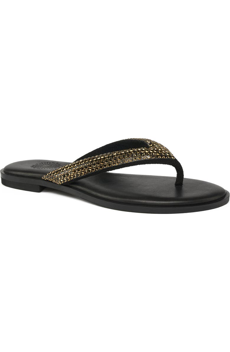 Grace Footwear Patmos Crystal Flip Flop, Main, color, Black