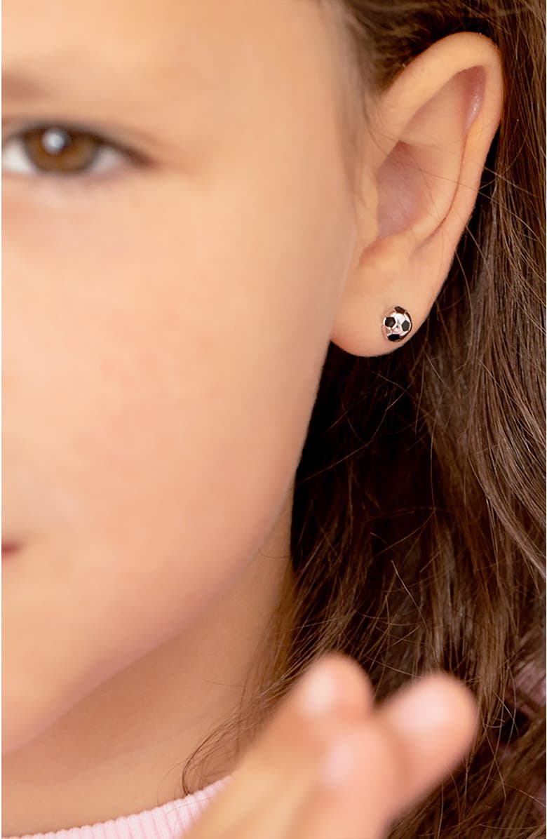 In Season Jewelry Enamel Soccer Ball Earrings, Alternate, color, Black