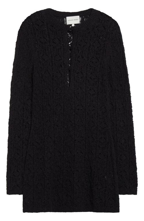 LOULOU DE SAISON LOULOU DE SAISON EVAN LACE STITCH LONG SLEEVE SWEATER MINIDRESS