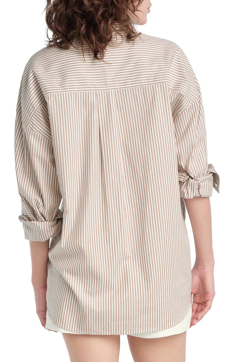 Ex Boyfriend Oversize Button-Up Shirt, Alternate, color, SOFT TAUPE STRIPE
