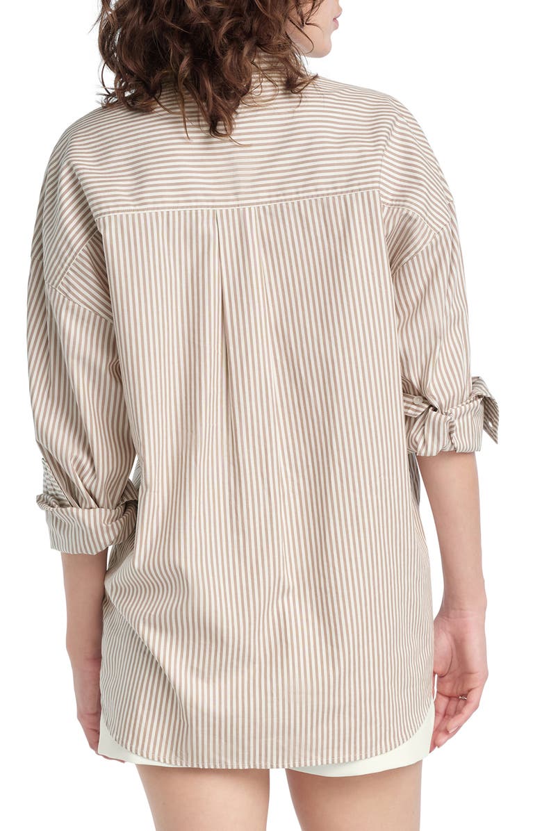 Favorite Daughter Ex Boyfriend Oversize Button-Up Shirt, Alternate, color, Soft Taupe Stripe