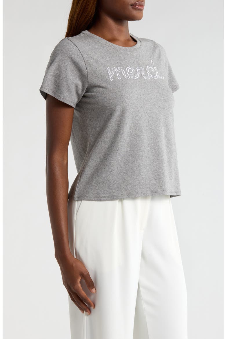 Merci Embellished Cotton Graphic T-Shirt, Alternate, color, HEATHER GREY/ WHITE