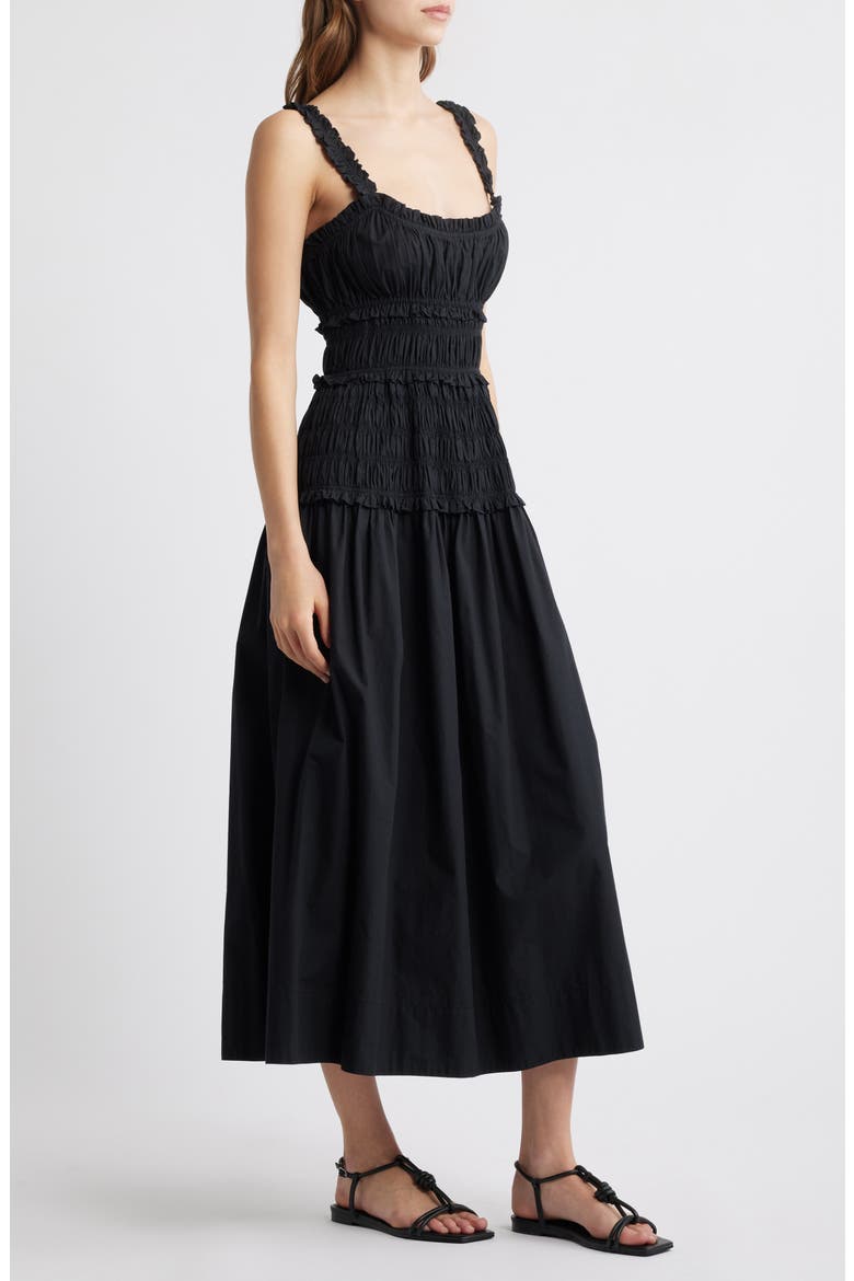 Marianne Stripe Organic Cotton Midi Dress, Alternate, color, BLACK