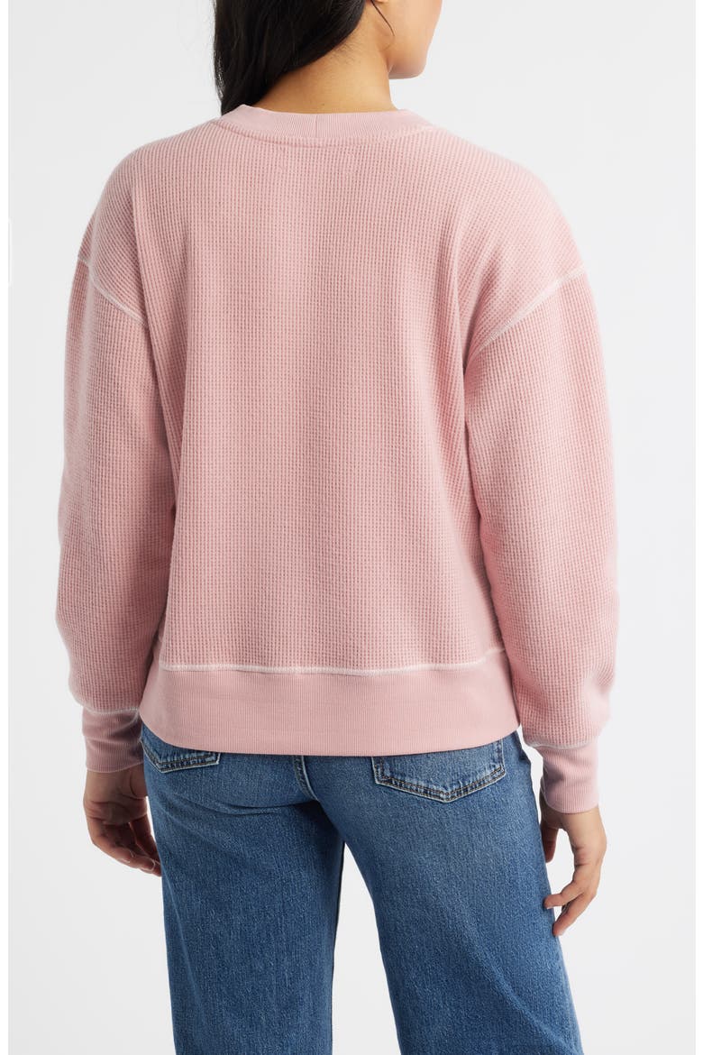 Contrast Stitch Waffle Knit Sweatshirt, Alternate, color, BLUSH
