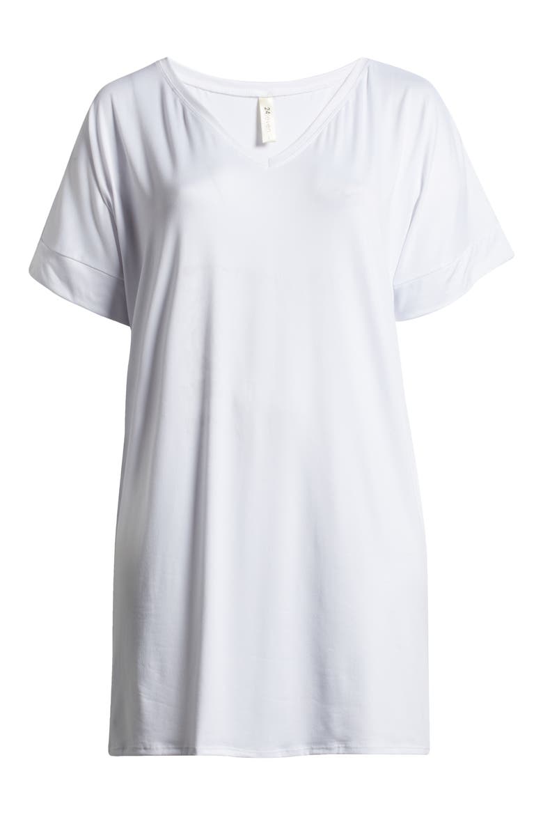 Loose Fit Jersey T-Shirt Dress, Alternate, color, WHITE