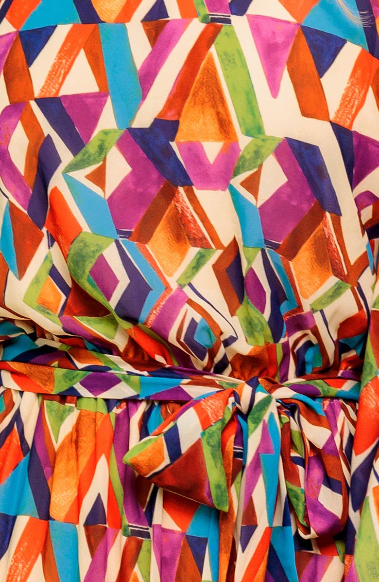 FLYING TOMATO Print Long Sleeve Tiered Midi Dress, Alternate, color, Plum Matcha