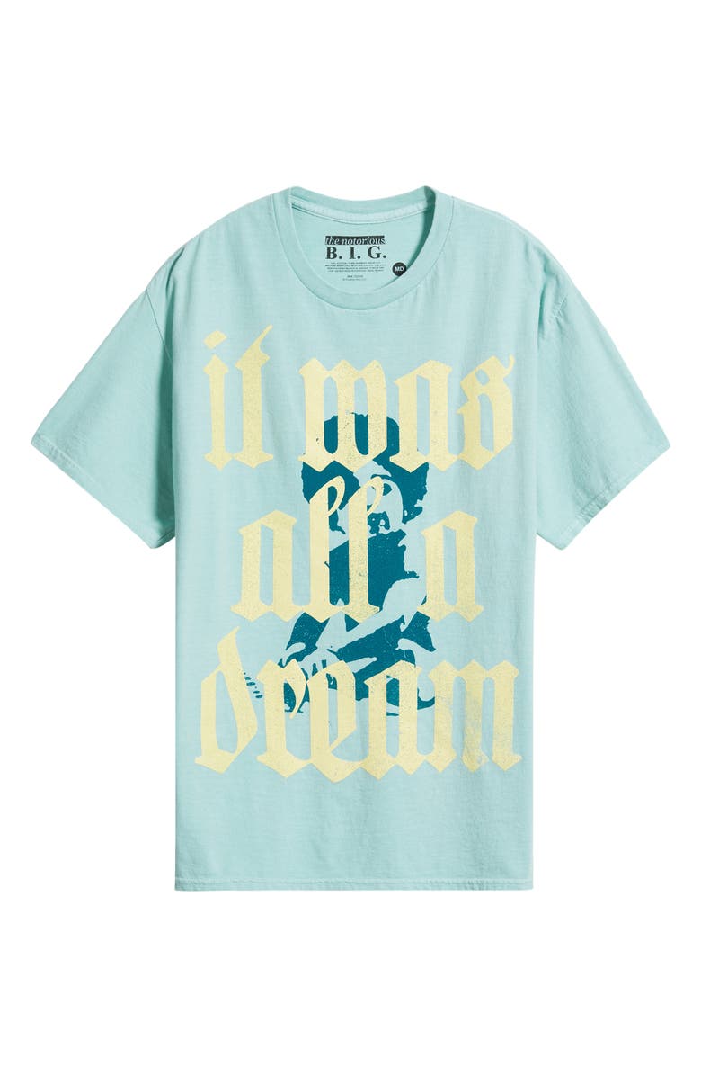 Merch Traffic Biggie It Was All a Dream Cotton Graphic T-Shirt, Alternate, color, Seafoam