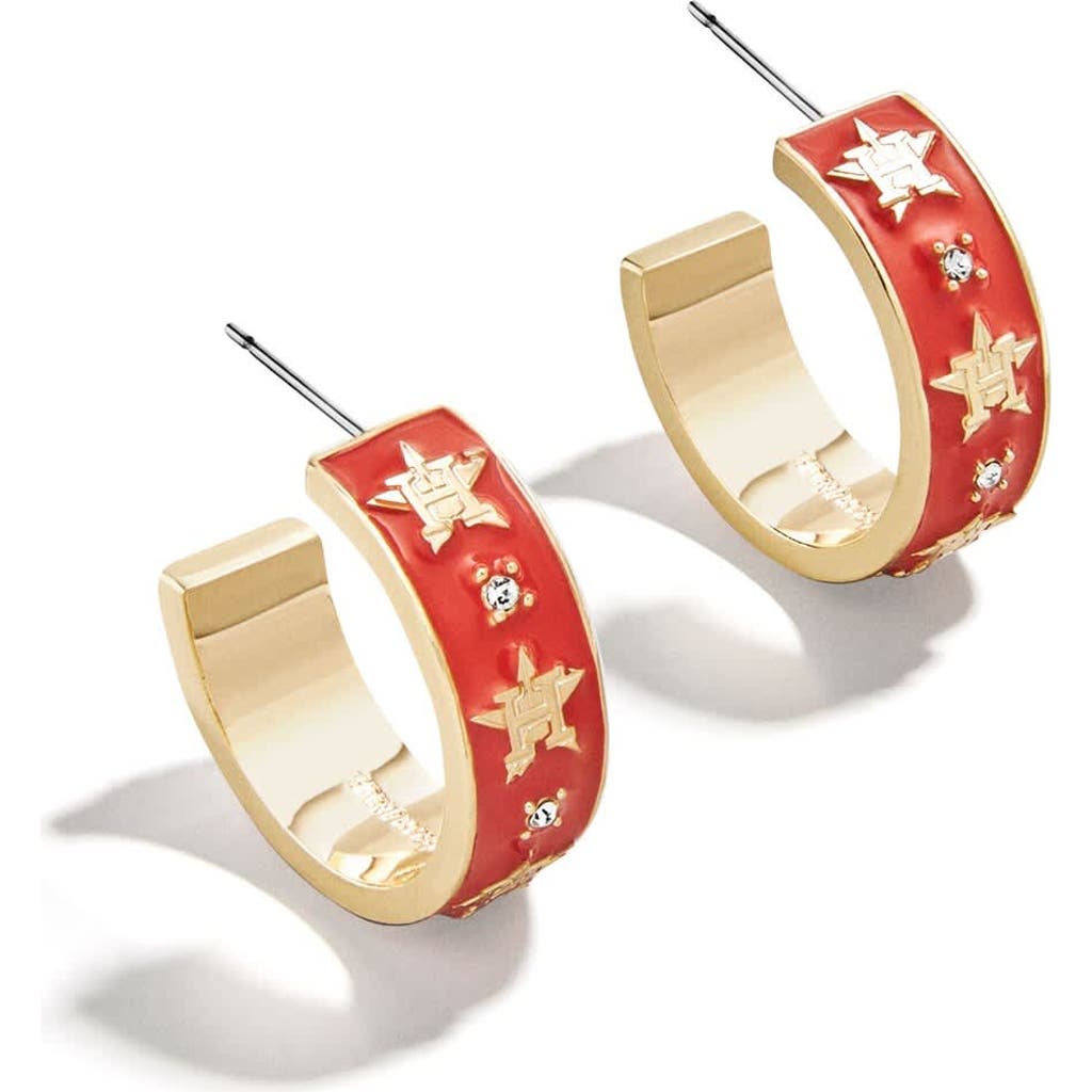 Wear By Erin Andrews X Baublebar Houston Astros Enamel Hoop Earrings In Gold