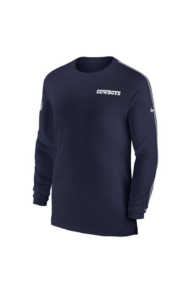 Nike Men's Nike Navy Dallas Cowboys Sideline Coach UV Performance Long Sleeve T-Shirt, Alternate, color, Navy